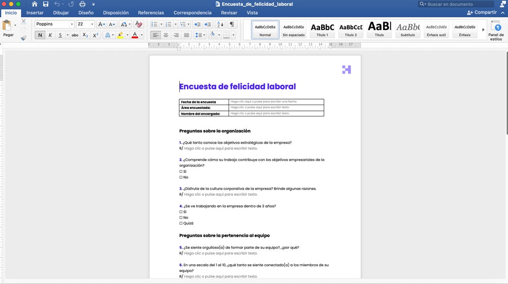 encuesta de felicidad laboral