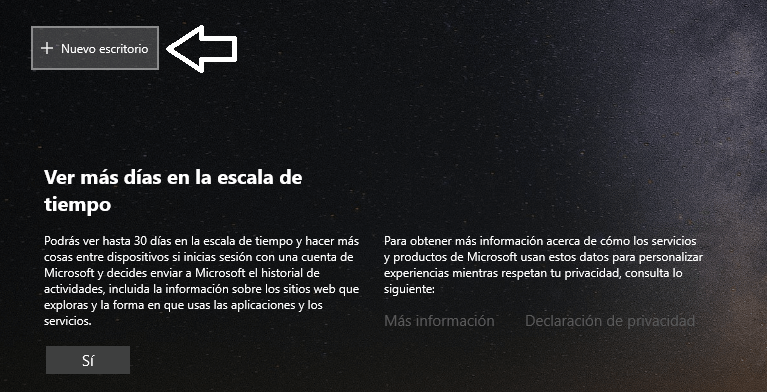 nuevo escritorio en Windows