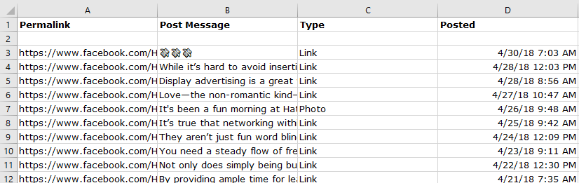 ejemplo de datos de facebook en tablas dinámicas