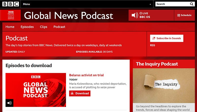 podcast en ingles global news