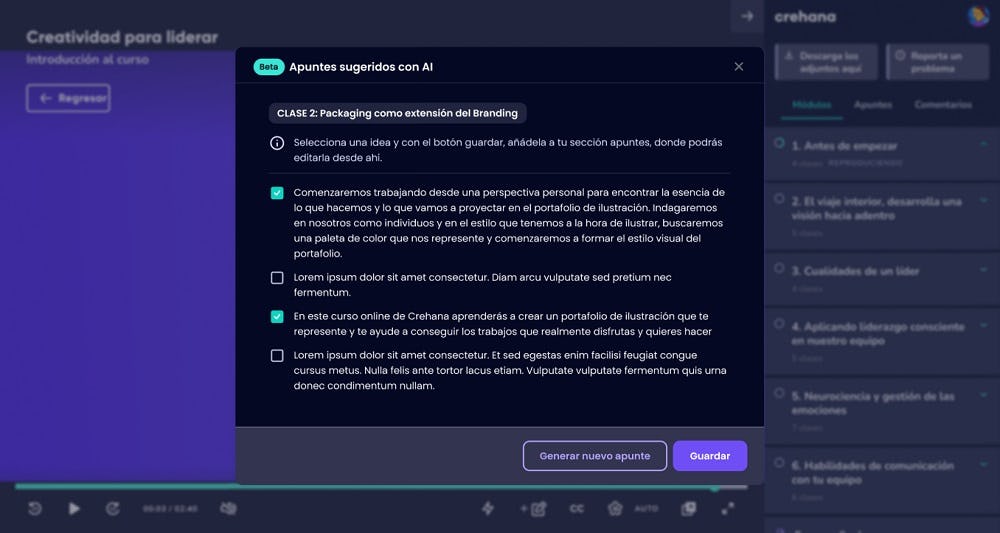 apuntes con ia crehana