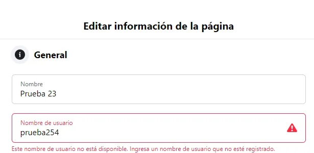 Requisitos cambio url página facebook