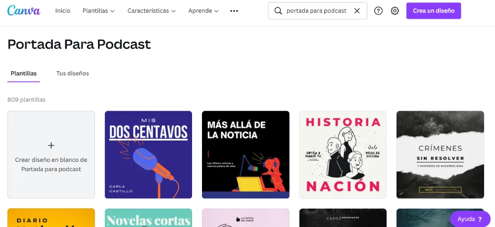Diferentes plantillas para podcast
