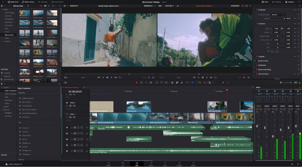 davinci resolve interfaz