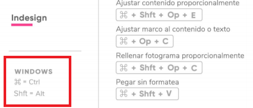 Atajos para Windows y Mac