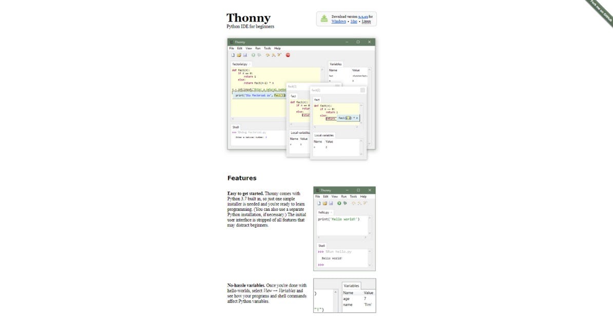 Thonny para desarrolladores web que usan Phyton