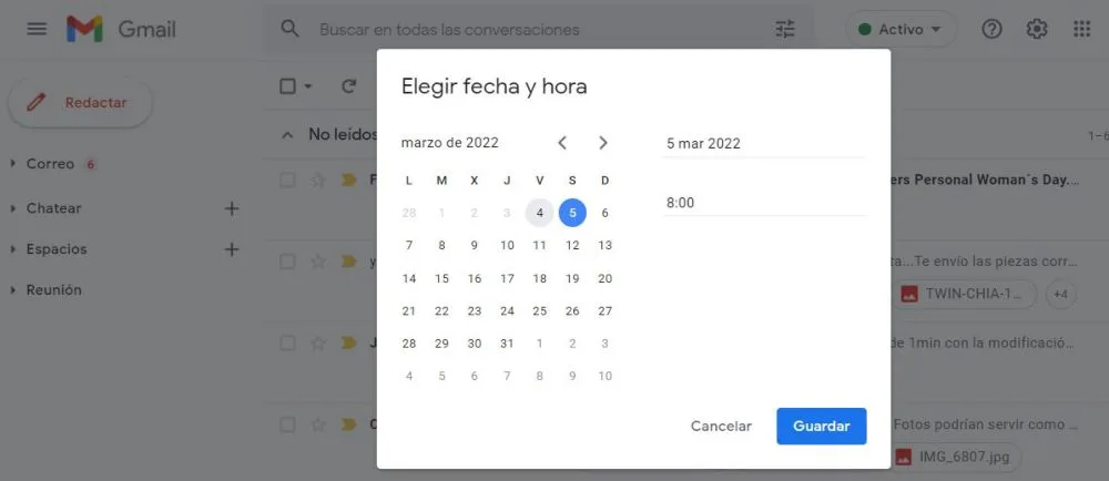 calendario en Gmail