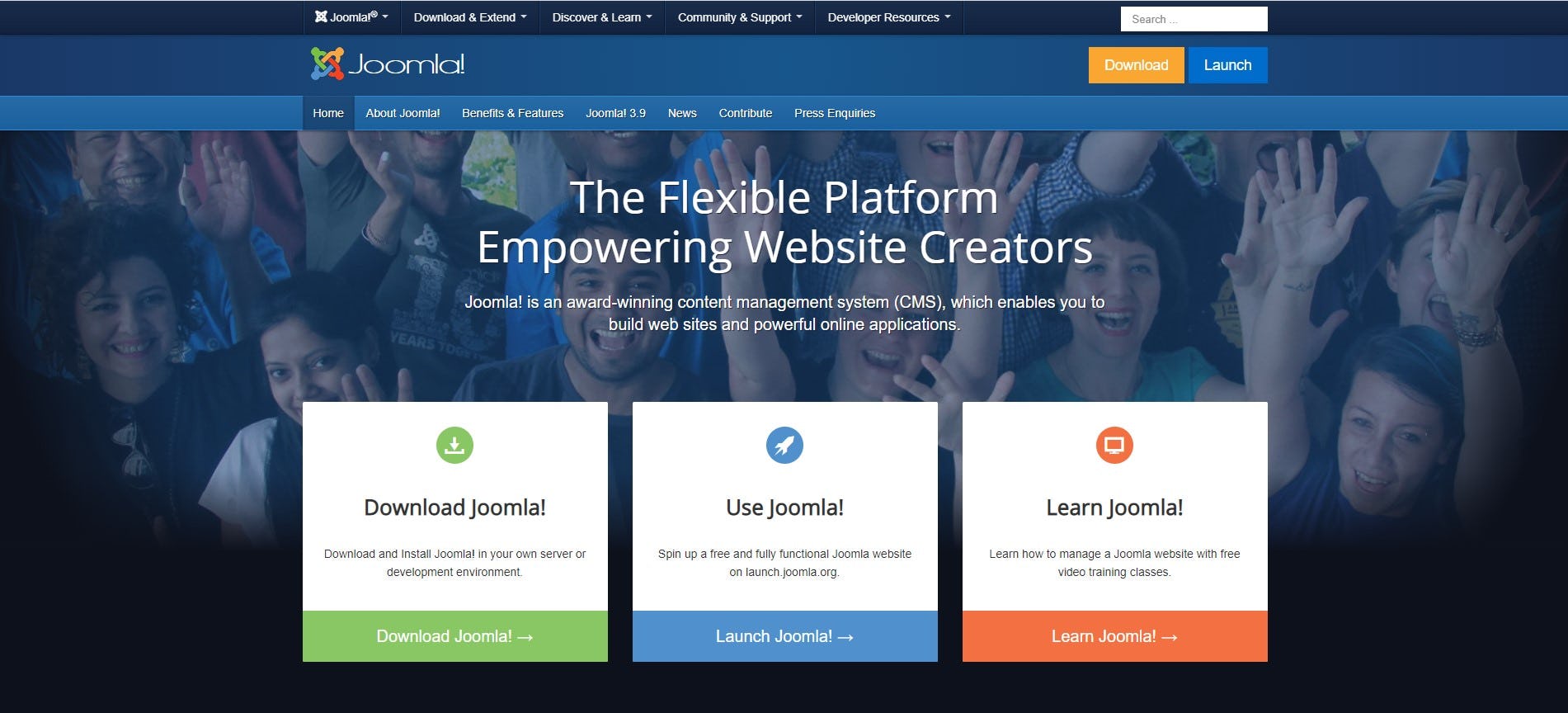Home Page de Joomla.