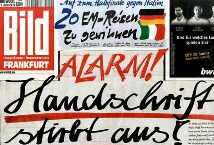 Historia caligrafía periódico Bild