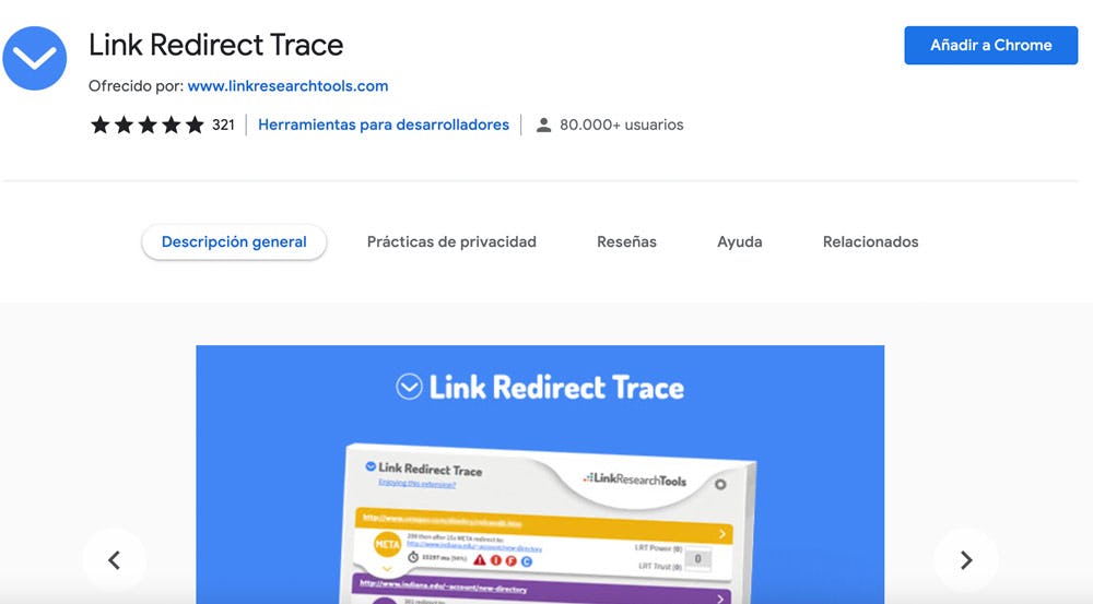 extensión Link Redirect Trace