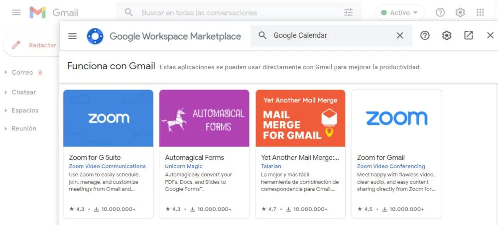 complementos de Gmail