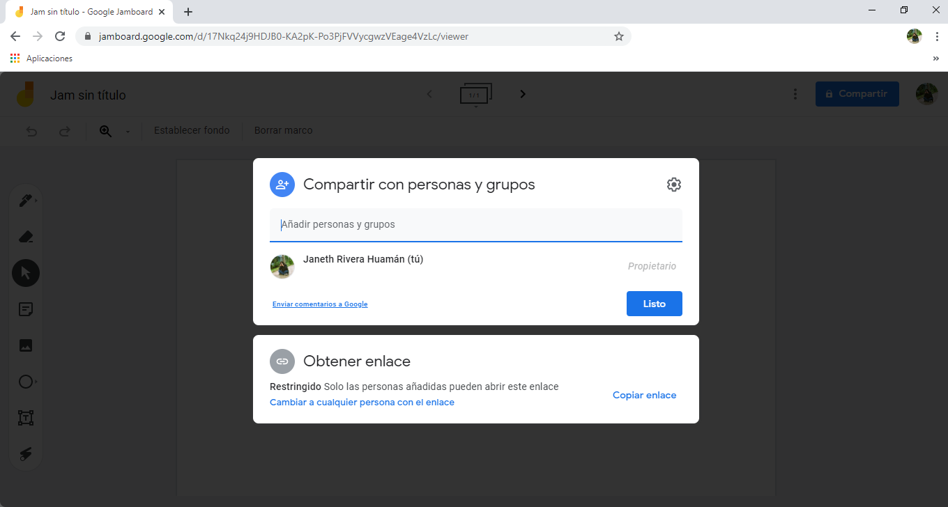 compartir pizarra digital jamboard