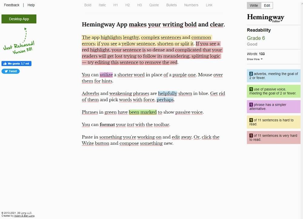 hemingway redes sociales