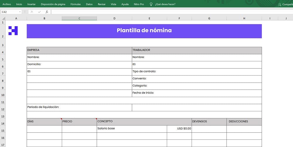 plantilla de nomina en excel gratis