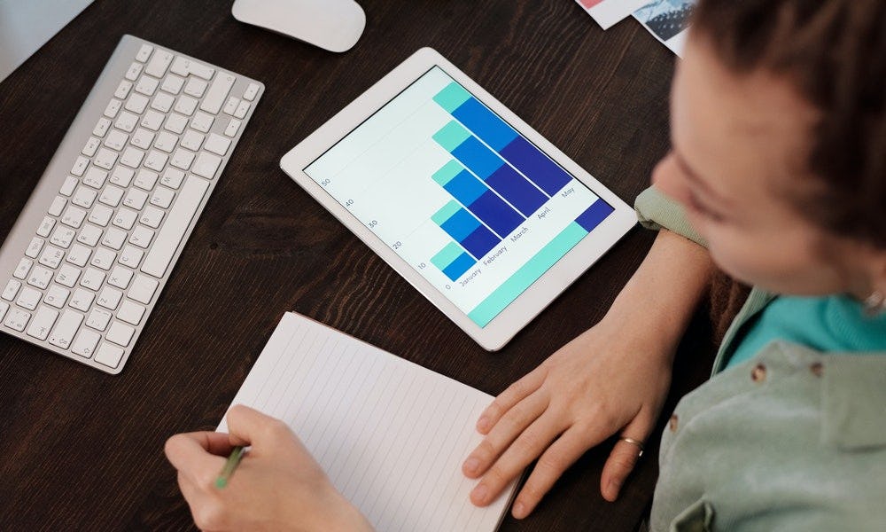 ejecutivo de cuentas viendo el nivel de ventas