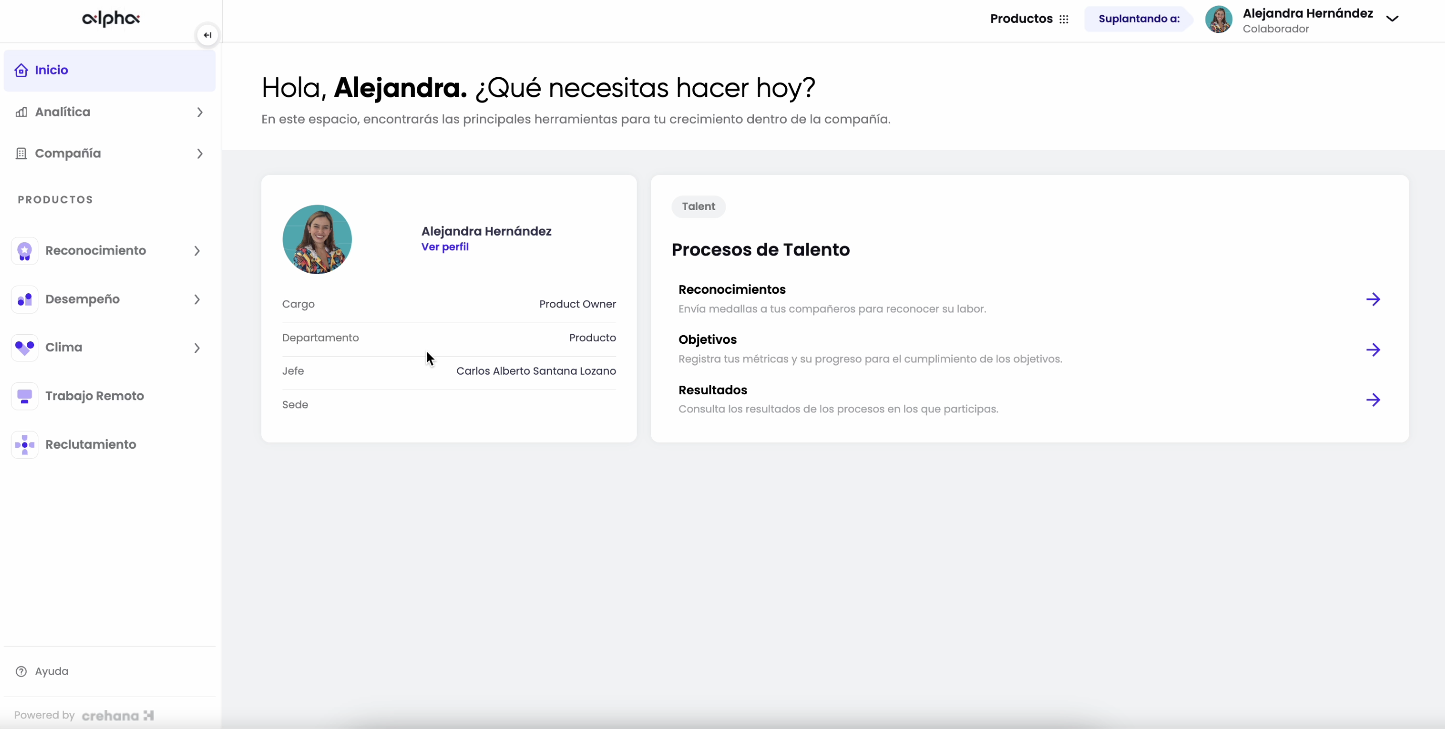 Página de inicio anterior de la plataforma Crehana