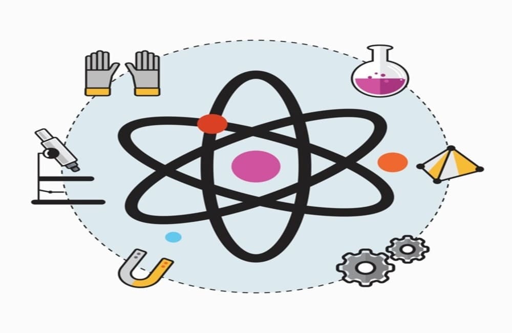 representación gráfica de elementos presentes en un laboratorio de química