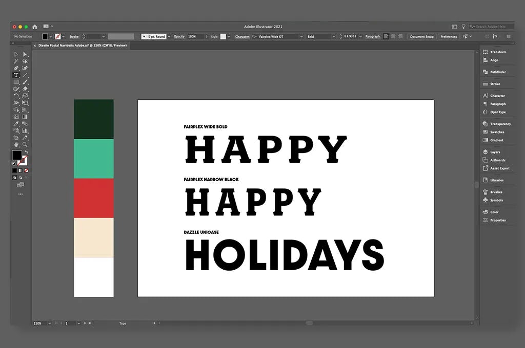 tipografía en Illustrator para hacer tarjetas de Navidad en 3D