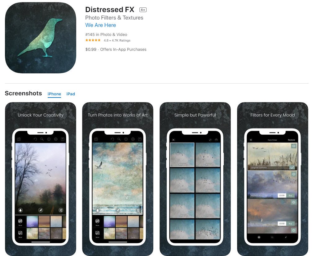 Distressed FX: la mejor app para editar fotos creativas