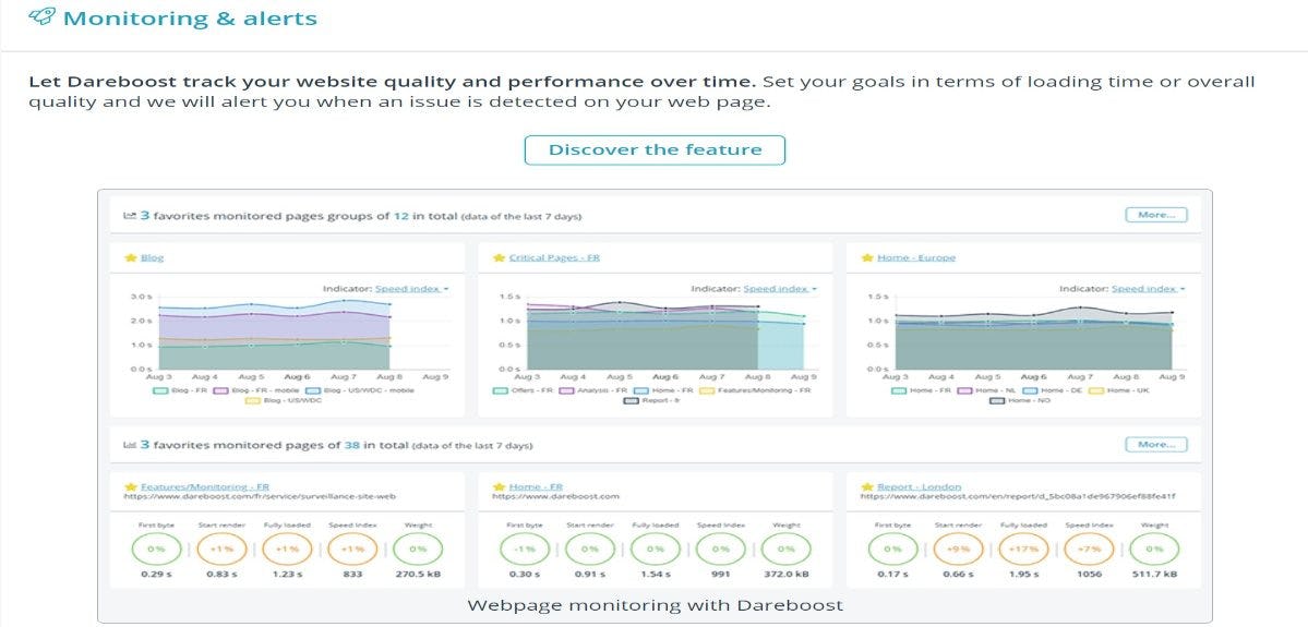 Ficha con resultados de monitoreo web
