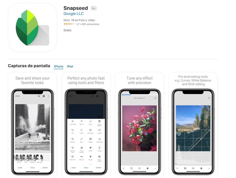 snapseed aplicacion de diseño grafico