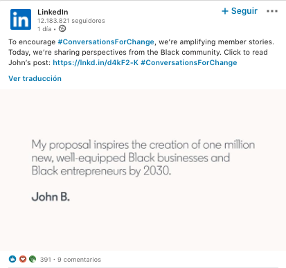 Frase en LinkedIn