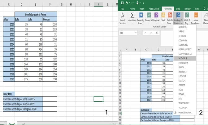 ejemplo de la funcion buscarh en excel