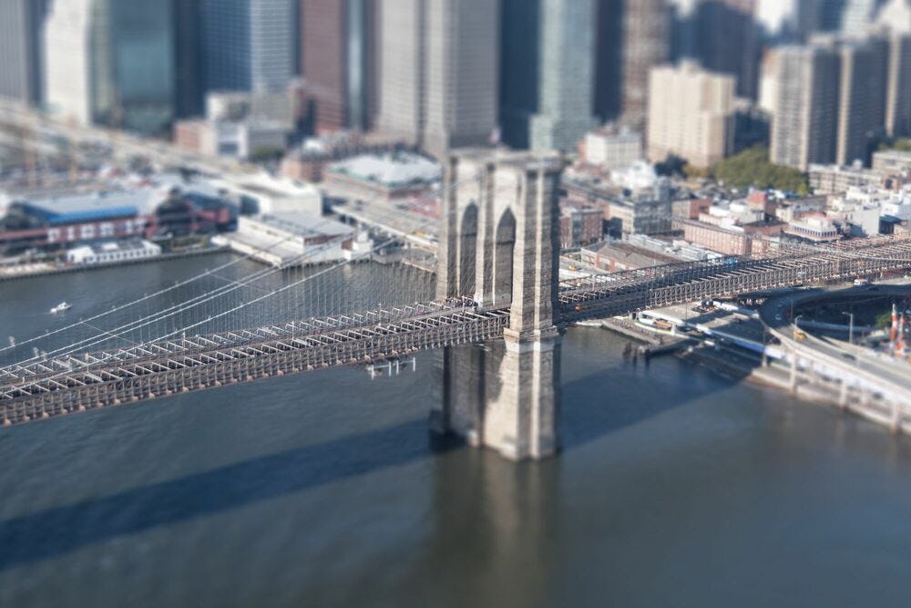 fotografia puente ciudad tilt shift