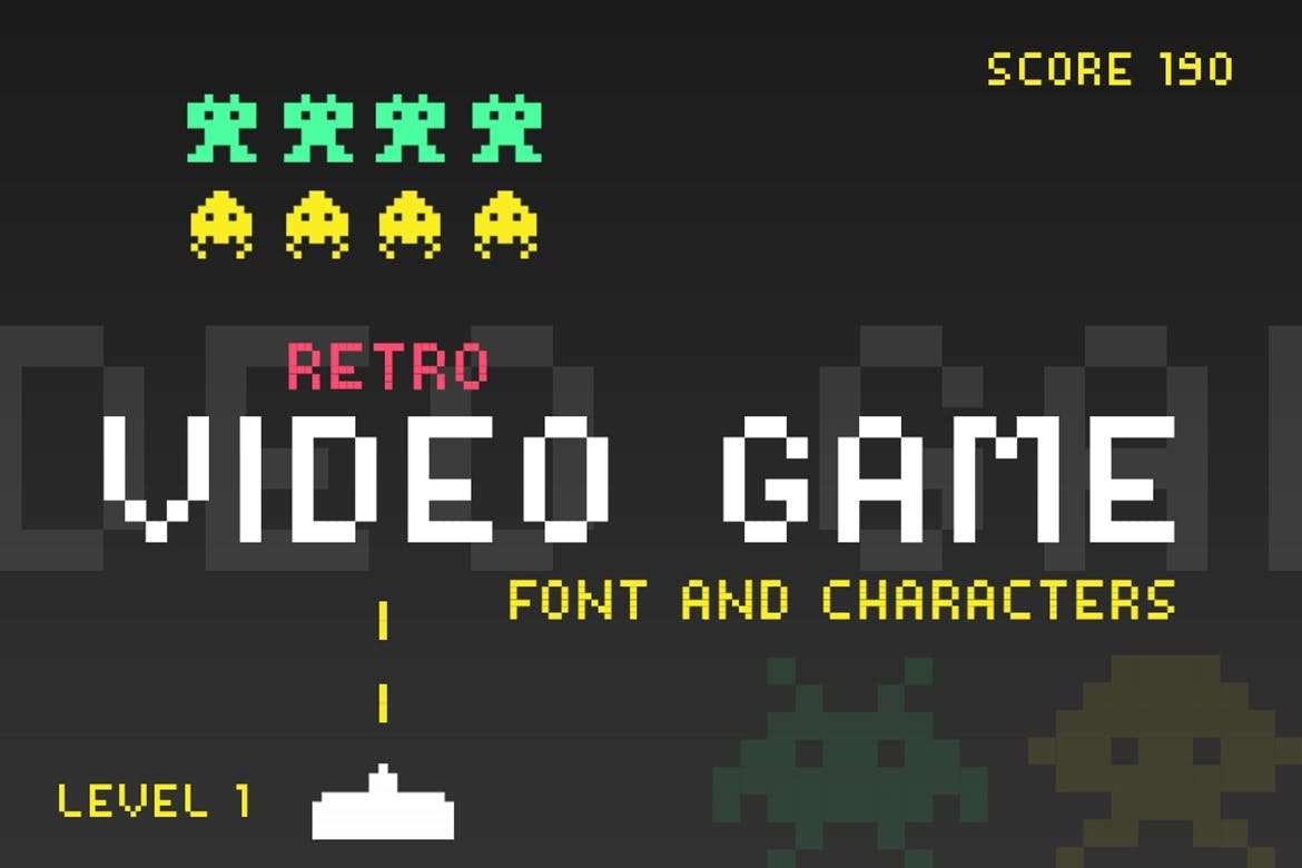 Tipografía Retro Videogame Font and Characters