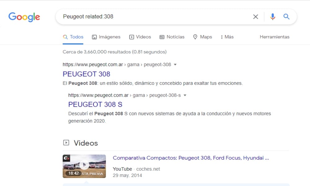 Atajo de contenido similar, ideal para quienes saben cómo buscar en Google de forma avanzada