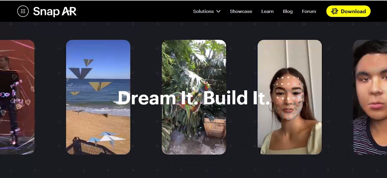 Página de realidad aumentada de snapchat