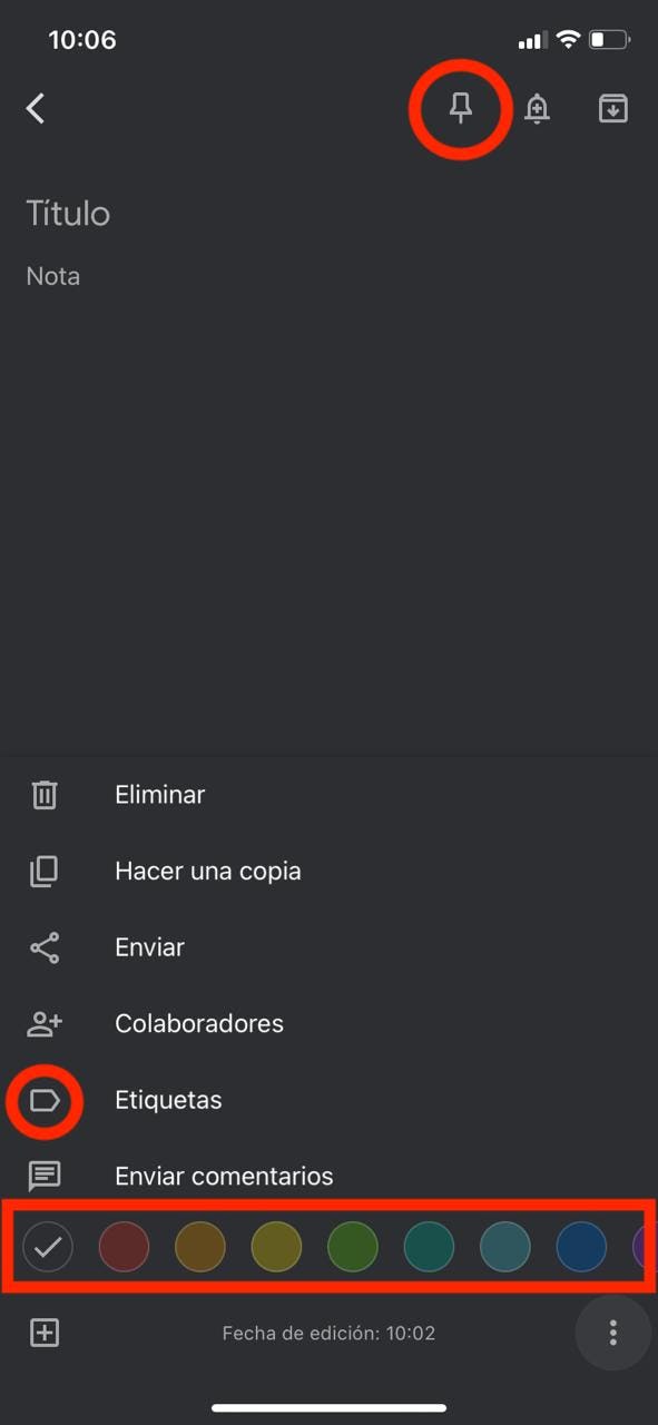como agregar etiquetas en keep