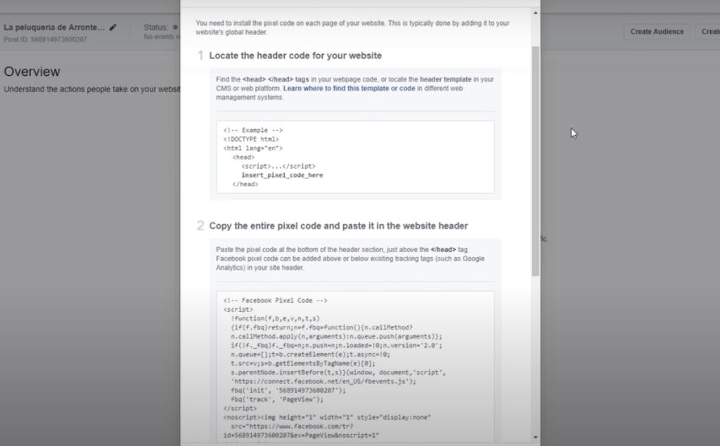 paso 2 installar pixel de facebook