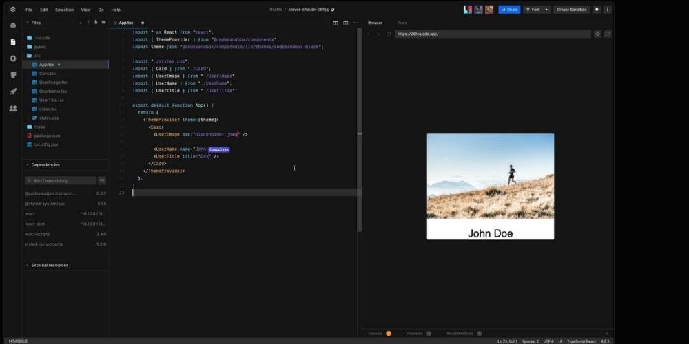 CodeSandbox Javascript online