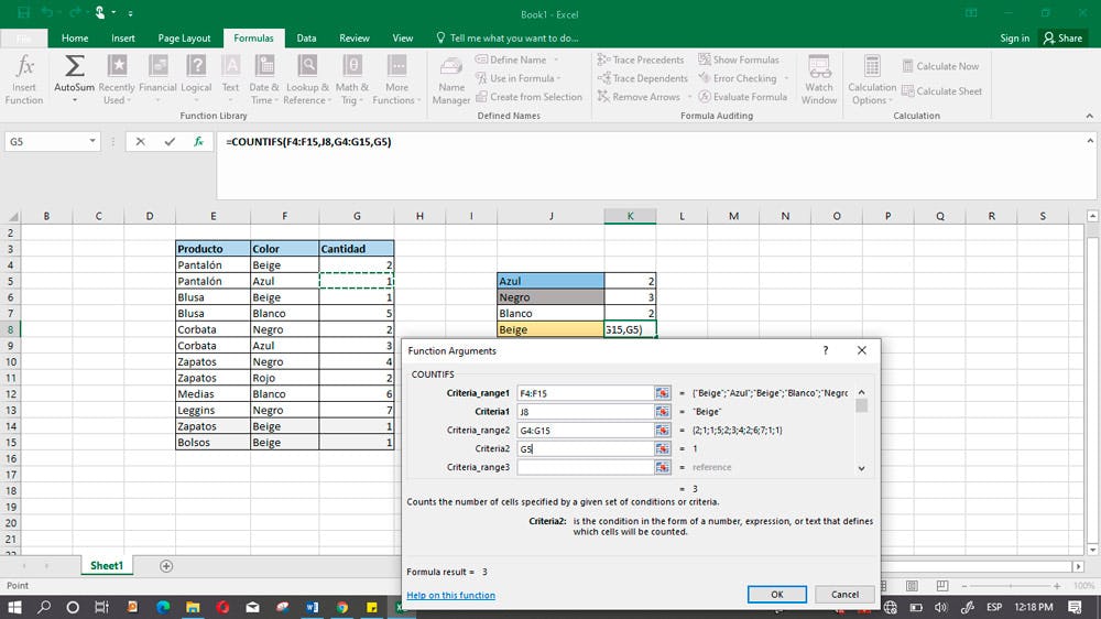 resultado final al aplicar la función condicional en Excel