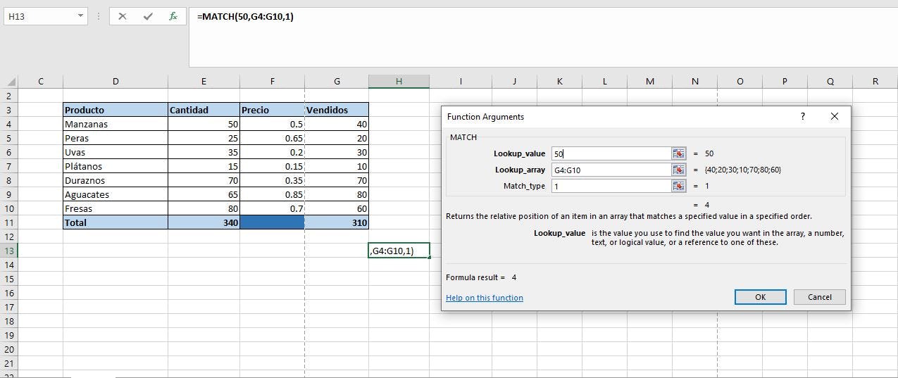 como funciona la funcion coincidir en excel