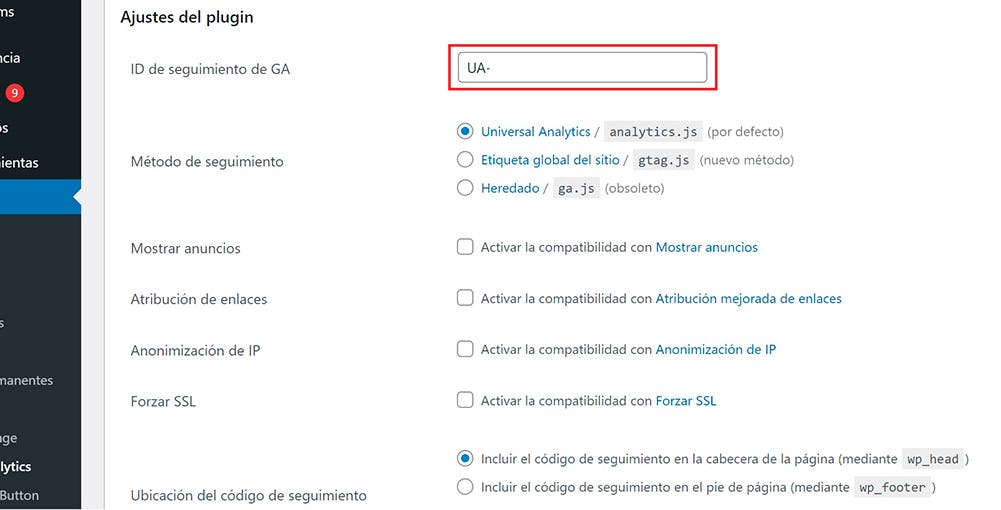 google analytics wordpress vincular