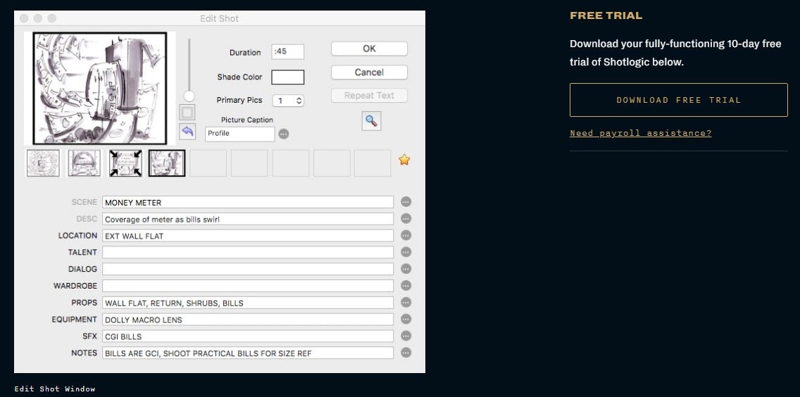 Programa para hacer estructura de plan de rodaje