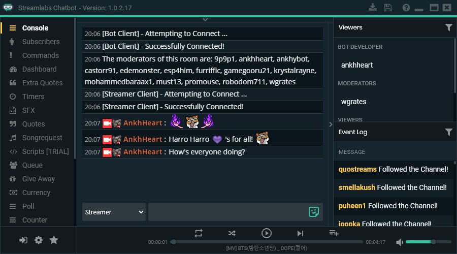 list of commands for streamlabs chatbot