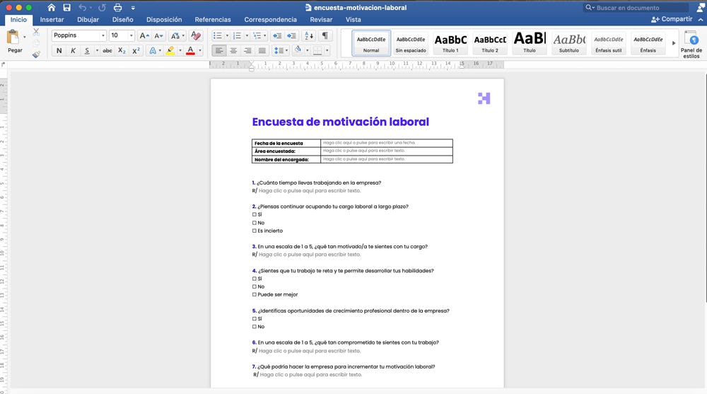 encuesta de motivación laboral
