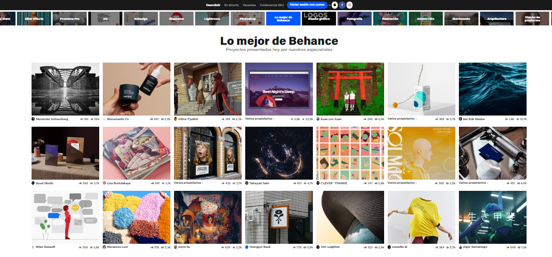 Behance página para hacer portafolios