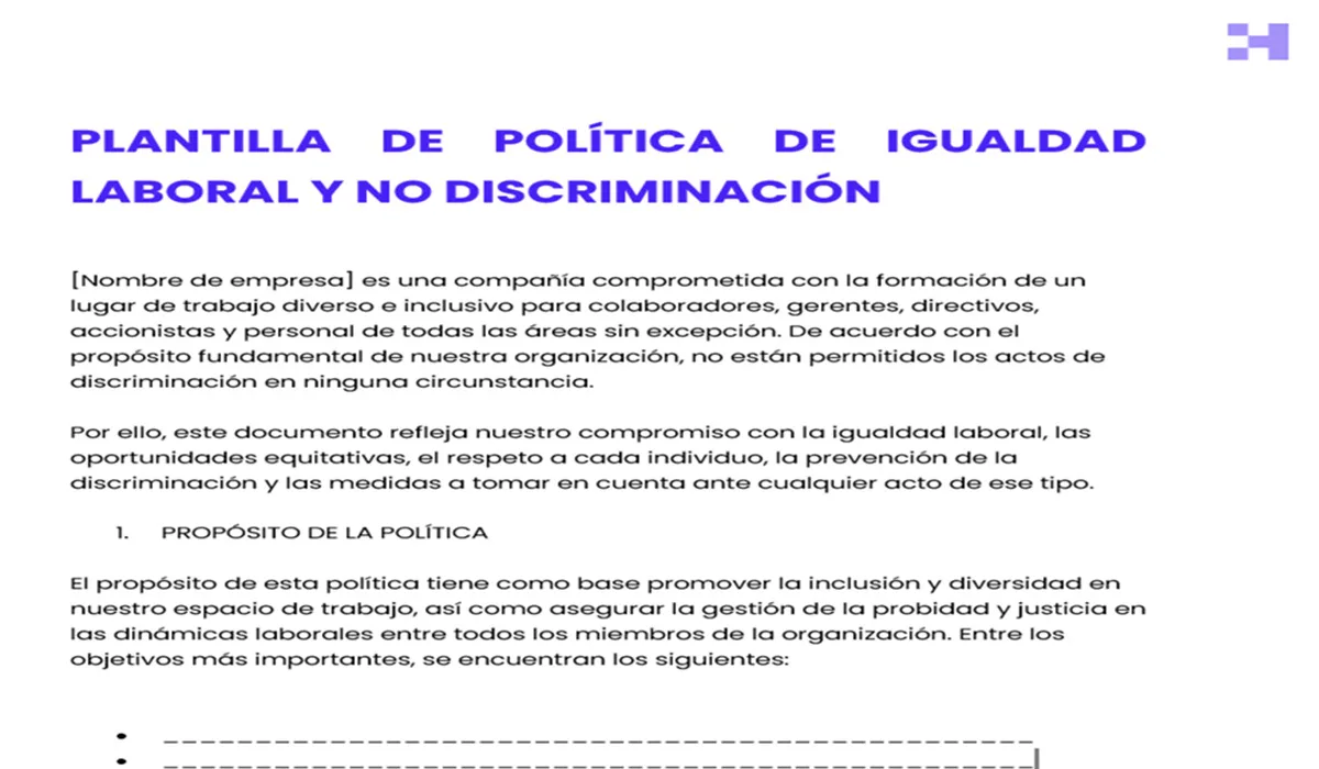 Política de igualdad laboral y no discriminación