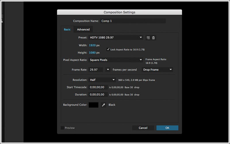 After Effects Composition Time Settings