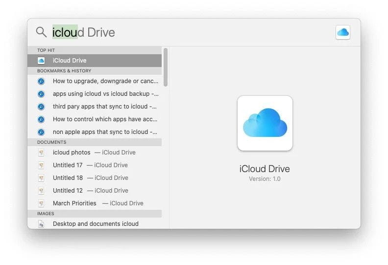 icloud drive en barra lateral del mac