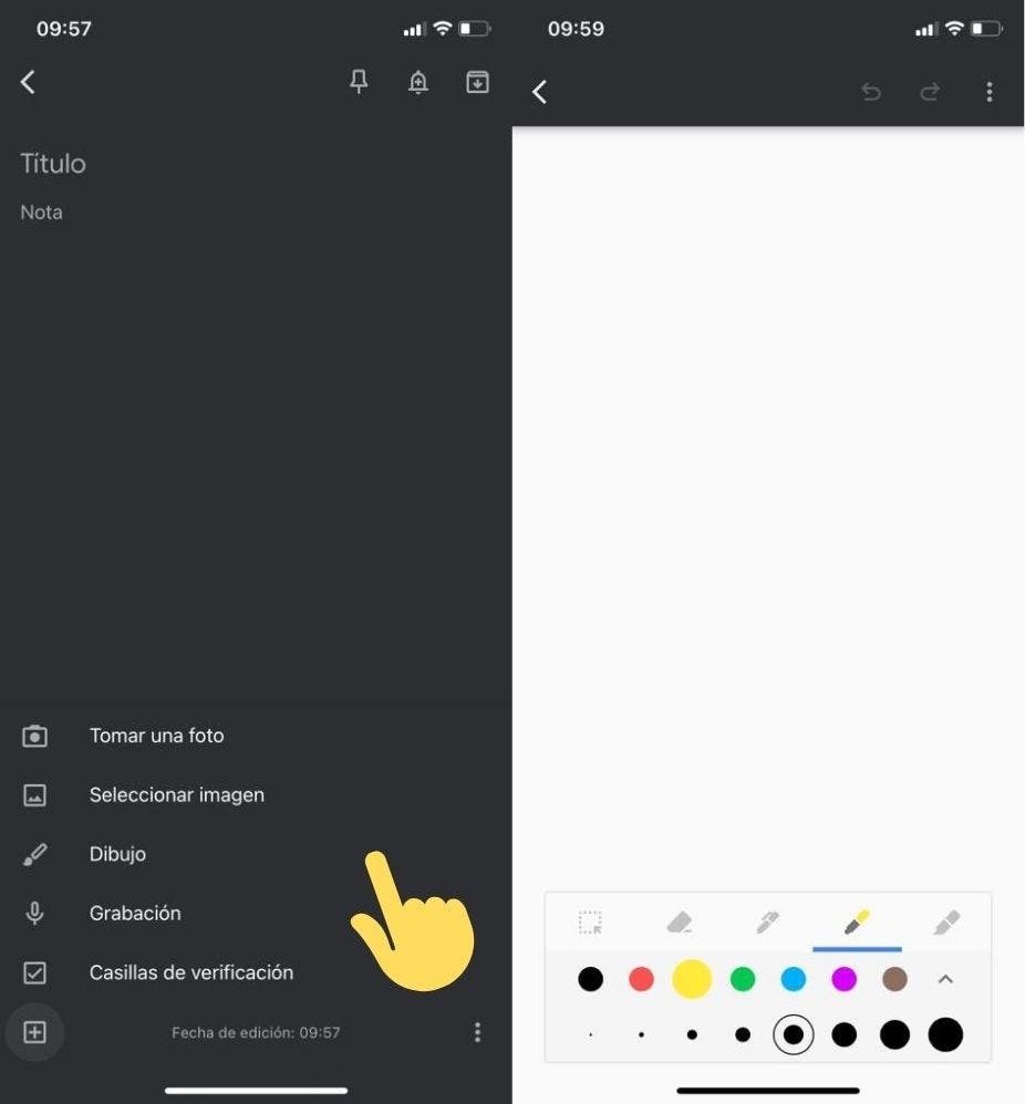 como añadir elementos en google keep