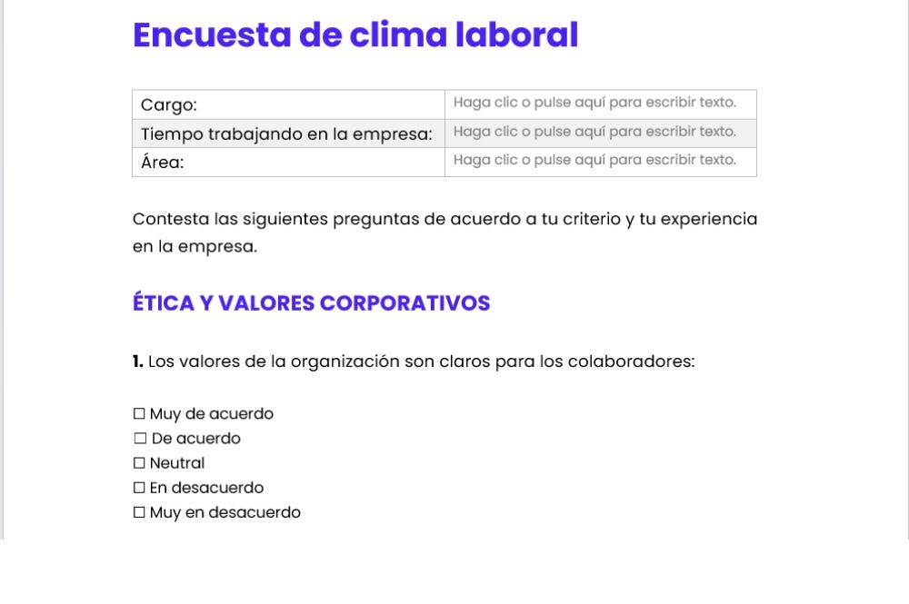 encuesta de clima laboral