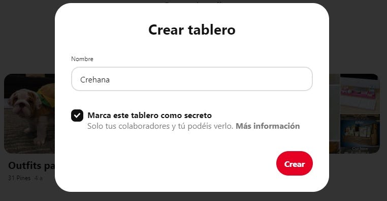 crear tablero en pinterest