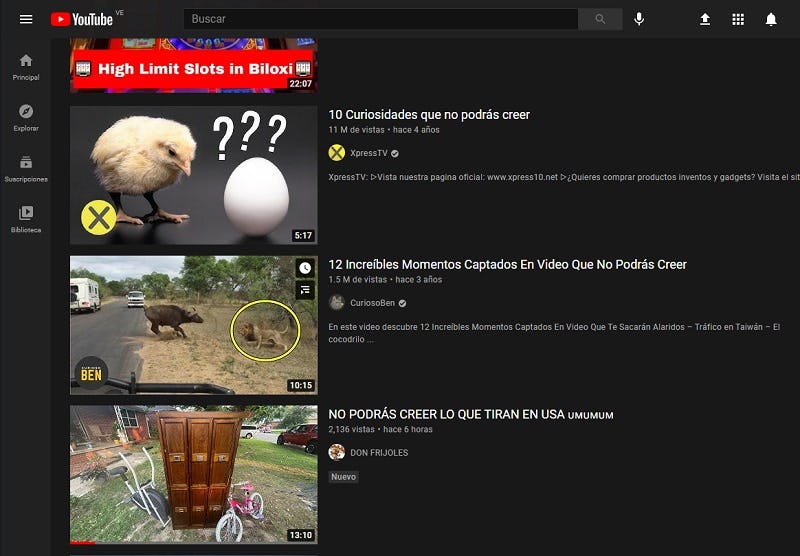 Ejemplos clickbait YouTube