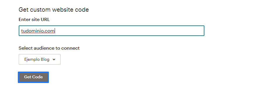 Get code Mailchimp