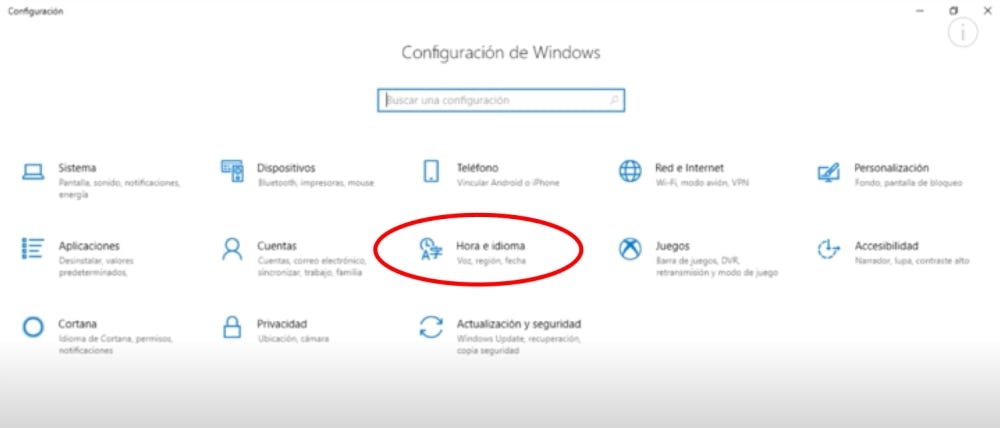 Windows configuración del sistema